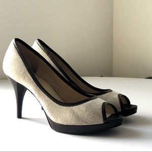 Nine West Linen Peep Toe Pump